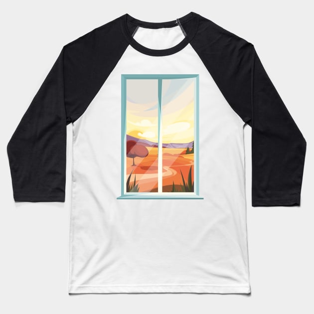 Nostalgic view through fall landscape window Baseball T-Shirt by kuallidesigns